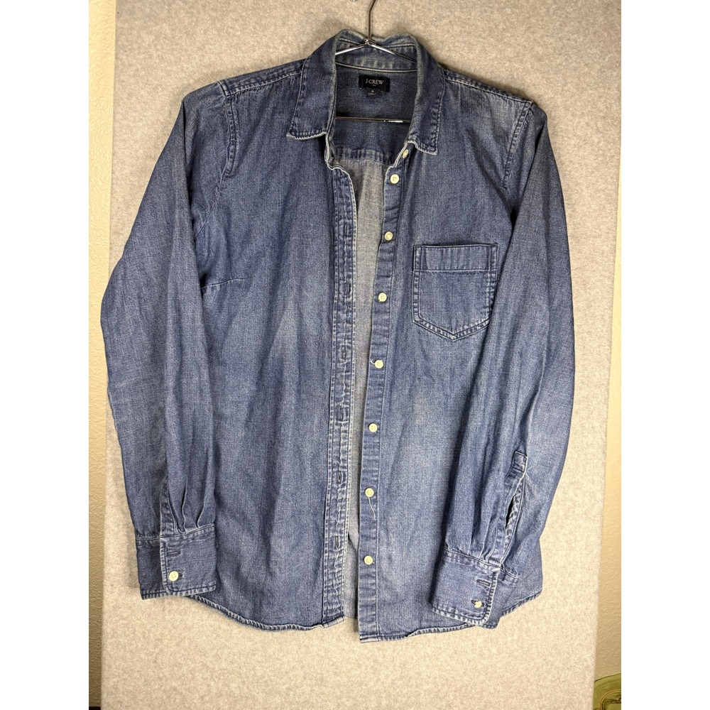 J.Crew Womens Blue Chambray Button Down Shirt Long Sleeve Cotton Size S
